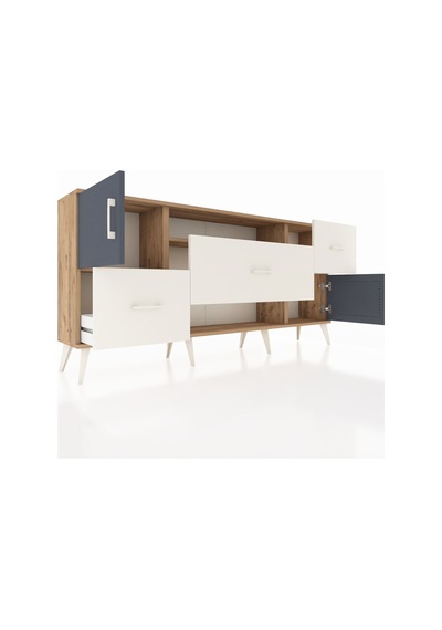 Arges Konsol 2 Raflı 3 Çekmeceli 2 Kapaklı 176x30x83 Çam-antrasit/aytaşı Antrasit/aytaşı Arges Konsol 2 Raflı 3 Çekmeceli 2 Kapaklı 176x30x83 Çam-antrasit/aytaşı Antrasit/aytaşı