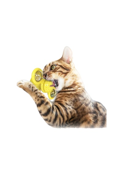 Biishe Pet Malzemeleri Vantuzlu Fırıldak Toplu Dönen Şeffaf Depo Tasarım İnteraktif Kedi Oyuncağı