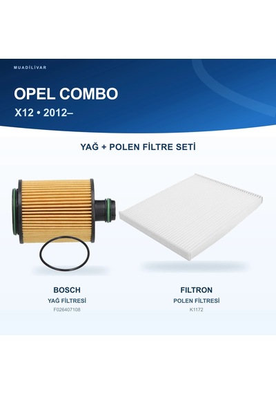 Opel Combo X12 / Opel Combo Tour X12 Yağ+polen Filtre Bakım Seti