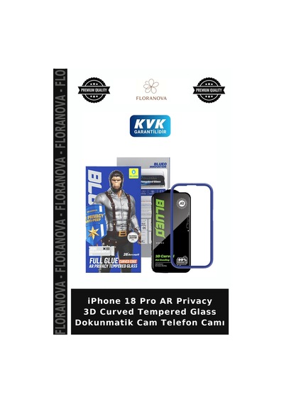 İphone 18 Pro Ar Privacy 3d Curved Tempered Glass Dokunmatik Cam Telefon Camı