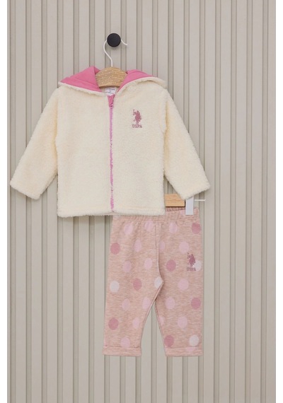 U.S. Polo Assn. Kız Bebek 3lu Takım - Krem Krem