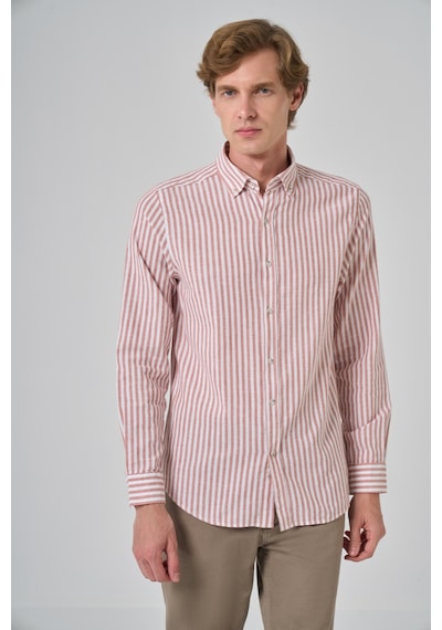 Morven Erkek Turuncu Slim Fit Düğmeli Yaka Gömlek 25ms004012451 Turuncu Turuncu