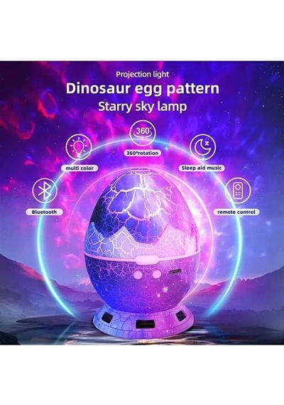 Dinozor Yumurtası Galaxy Projektör Gece Lambası Bluetooth Hoparlörlü