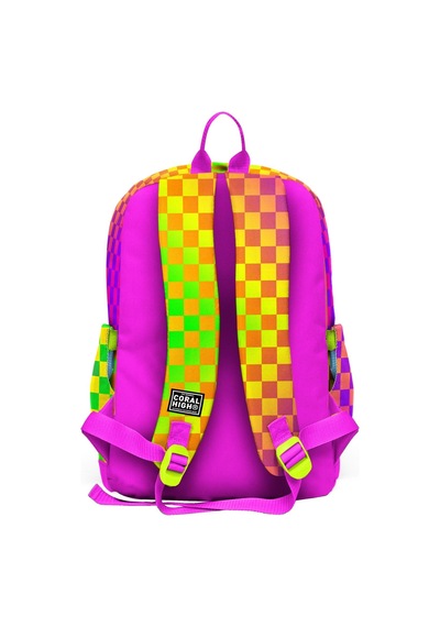 Coral High Kız Çocuk Sarı Mor Dama Desenli İlkokul Sırt Çantası Dört Bölme 33203 Çok Renkli