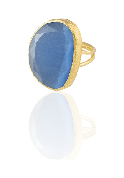 Kadir Jewellery 22 Ayar Altın Kaplama Kadın Fosil Taşlı Yüzük Mavi 21195600