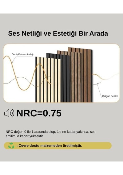 Akustik Duvar Paneli, Teak Rengi, Ses Yalıtımlı, Modern Stil, 60x275 Cm, 9mm Kalınlık, Ahşap Gö Standart