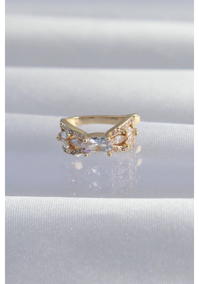 Pirinç Gold Renk Zirkon Taş Kaplama Earcuff Küpe 5886 Çok Renkli