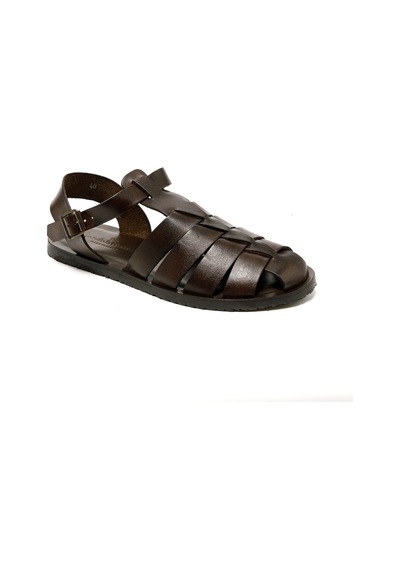 The Sandals Factory Sandalet Erkek M7533 The Sandals Factory Leather Upper Dark Brown Dark Brown