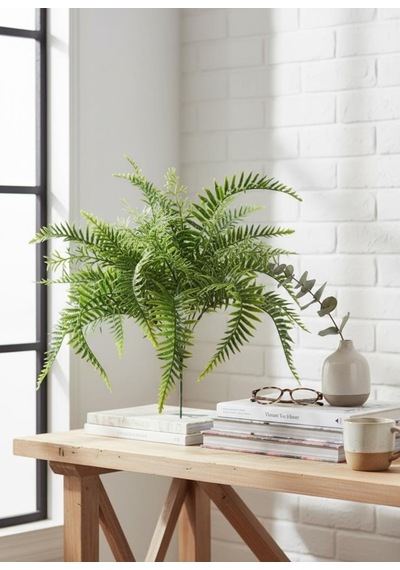 Yapay Çiçek Plastik Cycas Aşk Merdiveni Eğrelti Otu Sıkas Bitkisi 18yaprak 50 50cm Yapay Bitki Yeşil