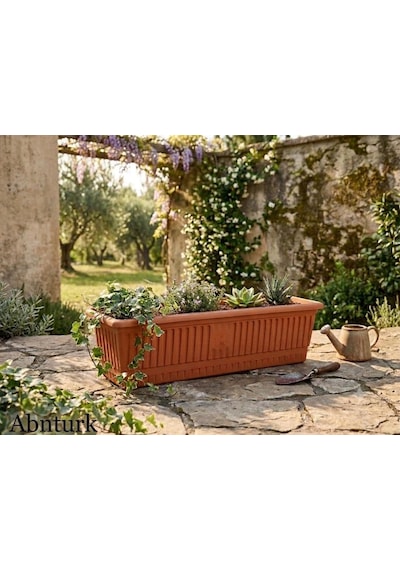 13 Litre Yüksek Kaliteli Plastik Büyük Boy Balkon Saksısı Bahçe Saksı 70x18x17cm Genel