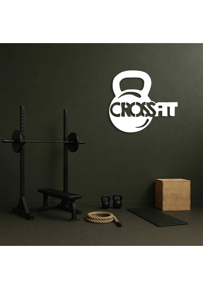 Crossfit Kettlebell Tasarımlı Metal Duvar Tablosu Siyah