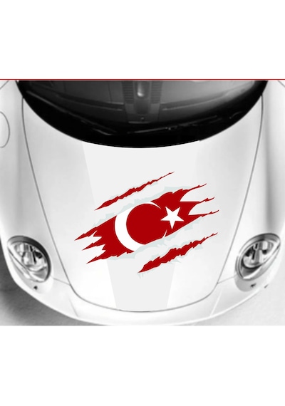 Yırtıklı Türk Bayrağı Sticker - Paçalı Türk Bayrağı Ay Yıldız Sticker - Araba Oto Mtosiklet Karavan Sticker - 00034 30x22 Cm