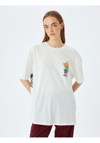 Koton Tom Ve Jerry Lisanslı Arkası Baskılı Oversize Tişört Ekru 5sal10268ık Ekru Koton Tom Ve Jerry Lisanslı Arkası Baskılı Oversize Tişört Ekru 5sal10268ık Ekru