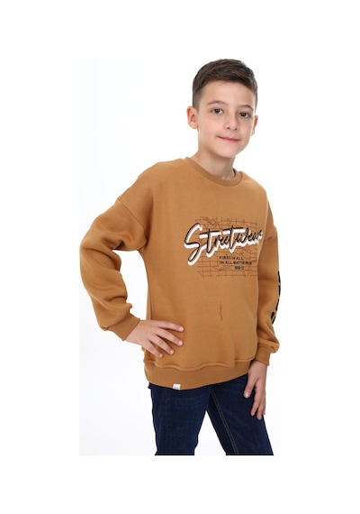 Toontoy Kids Toontoy Erkek Çocuk Oversize Bisiklet Yaka Düşük Omuz Baskılı Sweatshirt - 2 İplik Kahverengi Toontoy Kids Toontoy Erkek Çocuk Oversize Bisiklet Yaka Düşük Omuz Baskılı Sweatshirt - 2 İplik Kahverengi