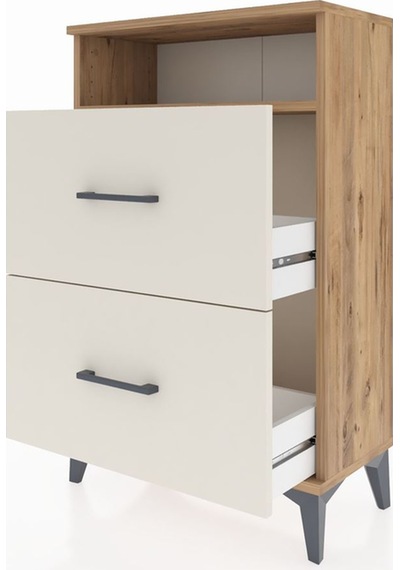 Arges Komodin Tek Raflı 2 Çekmeceli 60x30x96 Çam-aytaşı Çam