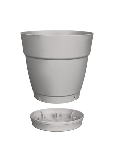 Tr Tabaklı Delikli Plastik Çiçek Saksısı, 13 Cm 1.1 Lt, 1 Adet, Bej Diğer