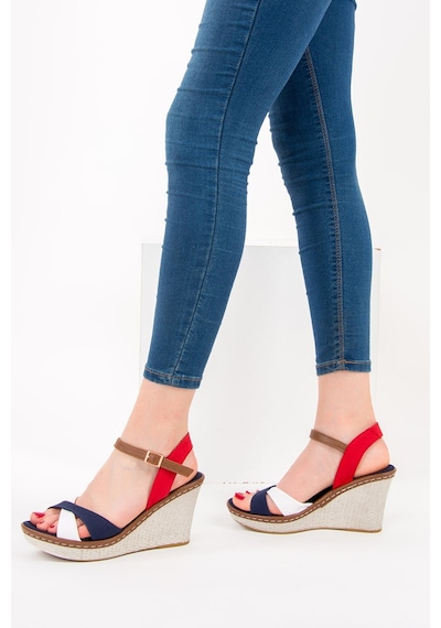 Fox Shoes Laci/beyaz/kırmızı Kadın Dolgu Topuklu Ayakkabı 9674040205 Laci