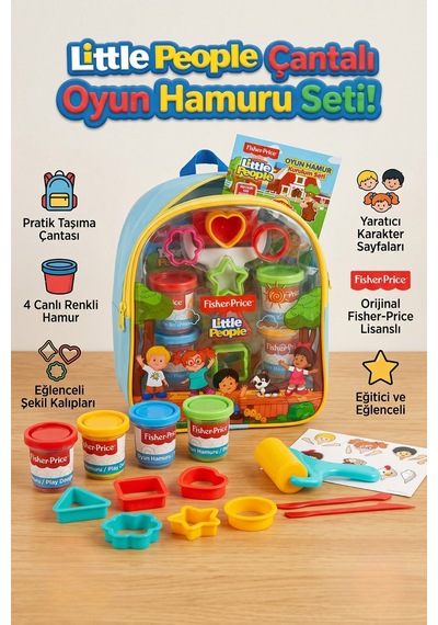 Little People Çantalı Oyun Hamuru Seti - 4 Renk Hamur Ve Şekil Kalıpları Çok  Renkli
