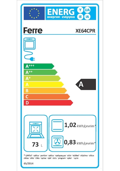 Ferre XE64CPR Steamart & Fryart Serisi 73 LT Buharlı Pişirme Ankastre Fırın