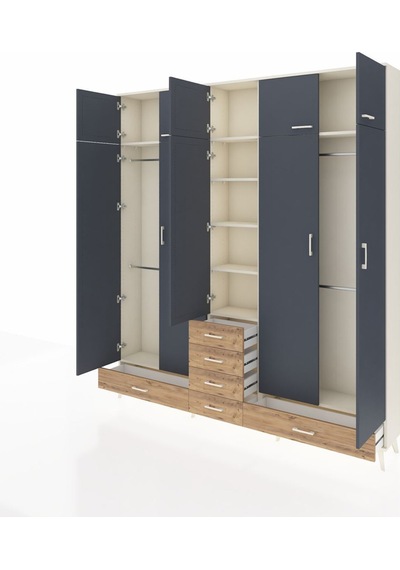 Arges Dolap 6 Raflı 6 Çekmeceli 4 Askılı 220x30x243 Aytaşı-antrasit/çam Antrasıt/atlas Çam Arges Dolap 6 Raflı 6 Çekmeceli 4 Askılı 220x30x243 Aytaşı-antrasit/çam Antrasıt/atlas Çam
