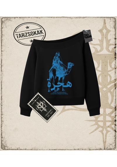 Tarzsokak Gotik & Grunge Streetwear Hıjrah Kayık Yaka Sweatshirt Siyah