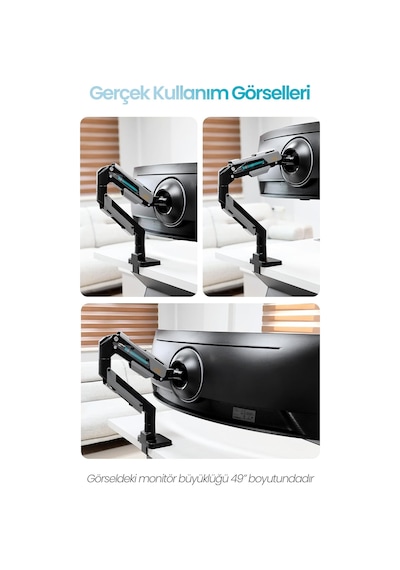 24-57 Armada Ultrawide Ekran Monitör Kolu 30 Kg Kapasiteli Vesa Uyumlu Tam Hareketli Monitör Standı