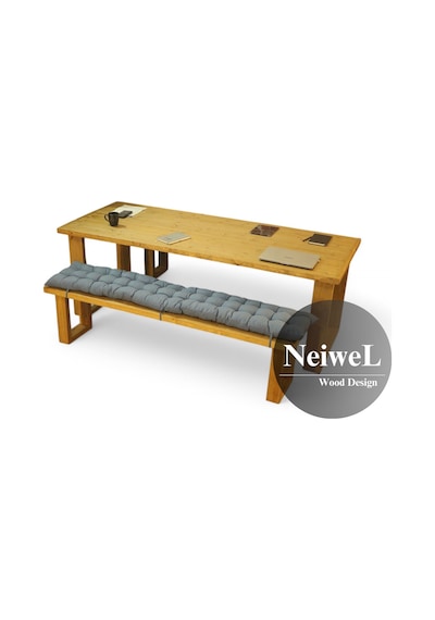 Neiwel Doi Doğal Ahşap Banklı Toplantı Masasıı x 100 x 300 Açık Ceviz