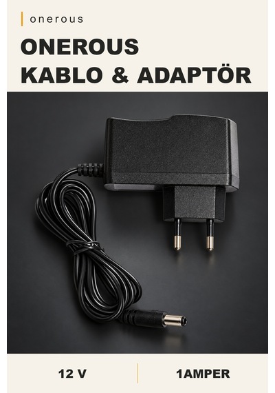 Onerous 12v 1amper Slim Adaptör, Led, Modem, Mini Uydu Siyah