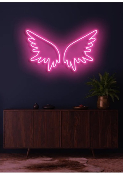 Kanat Figürlü Neon Tabela Pembe