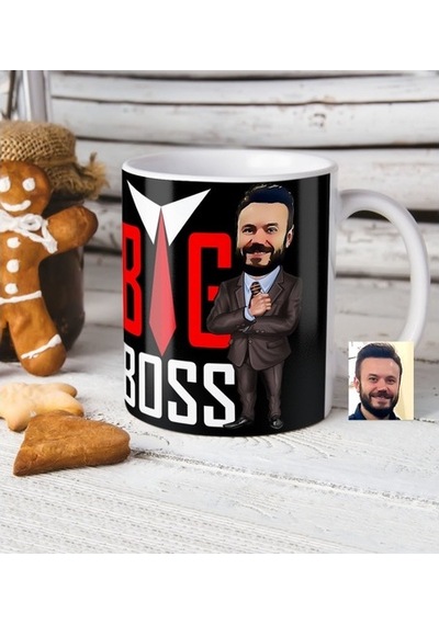 Kişiye Özel Bay Big Boss Karikatür Beyaz Kupa Bardak - 5