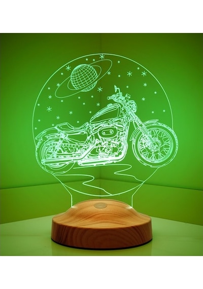 Chopper Motorsiklet Motor Hayranlarına Hediye 3D Led Lamba