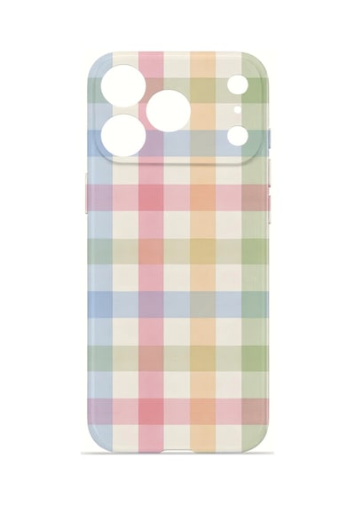 Apple iPhone Uyumlu 17 Pro Max Vorian İnce Kamera Korumalı Mika Kılıf Pastel Gingham Pastel Gingham Mika