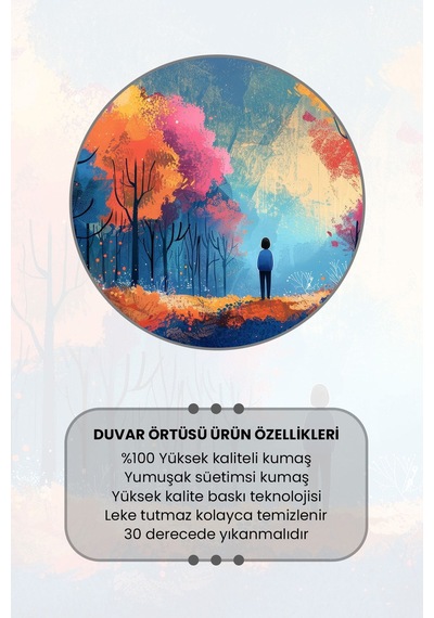 Büyülü Orman Desenli Duvar Halısı Duvar Örtüsü Tapestry Süet Dokulu Kumaş