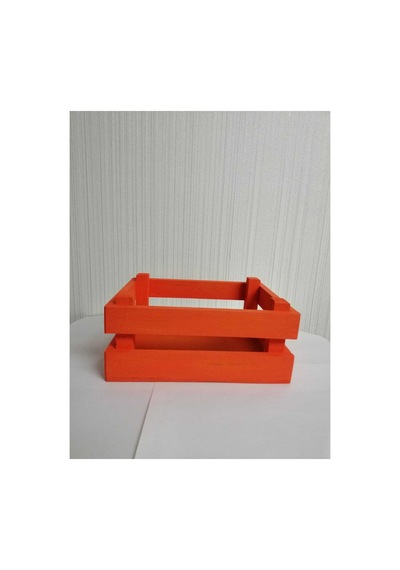 Ahşap Kasa 10x14x20 Altı Kapalı Organizer Turuncu