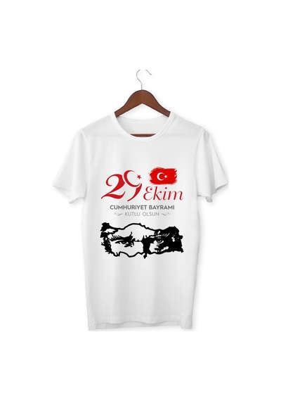 Alpşan Ticaret Cumhuriyet Bayramı Çocuk Tişörü 29 Ekim T-shirt Atatürk Tişört Beyaz