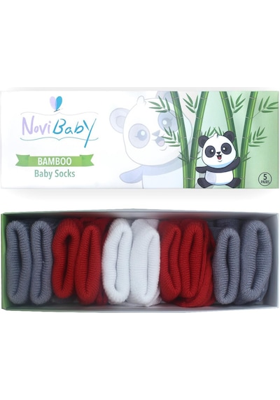 Novibaby 5'li Bambu Yenidoğan Bebek Çorabı I Windy I 0-6 ay "Karışık Renkli"