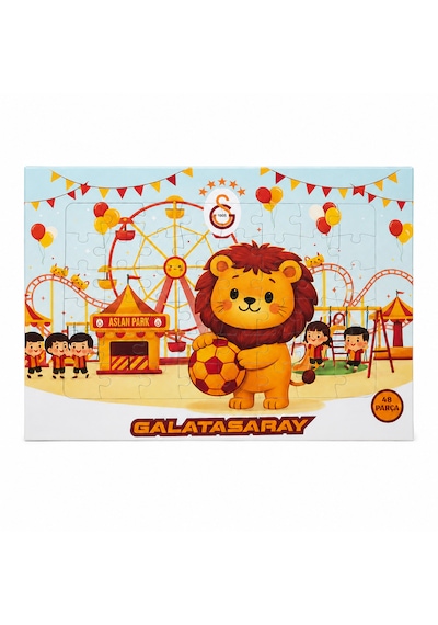 Galatasaray Lisanslı 48 Parça Puzzle - Aslan Park İllüstrasyonlu Çocuk Yapboz