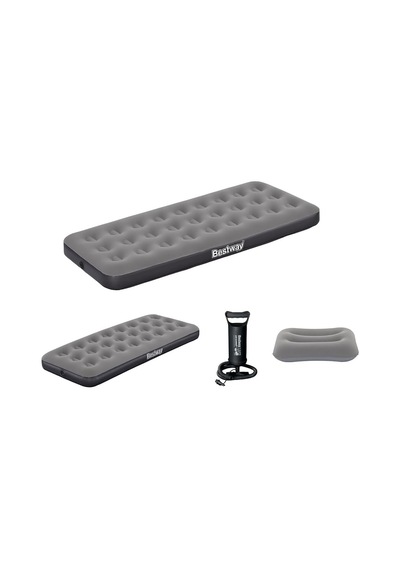 Tr Single Tek Kişilik Şişme Yatak + El Pompası Ve Yastık 185x76x22cm 671gy Bw142 Diğer