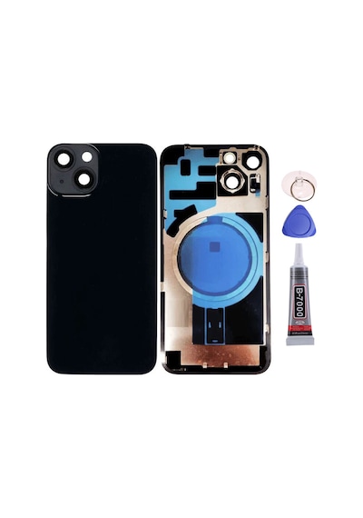 Apple Uyumlu iPhone 14 Plus Mavi Full Nfc Ve Demirli Arka Kapak Batarya Kapağı Pil Kapağı Yapışkan Ve Sökme Aparatıyla Beraber Full Set Mavi