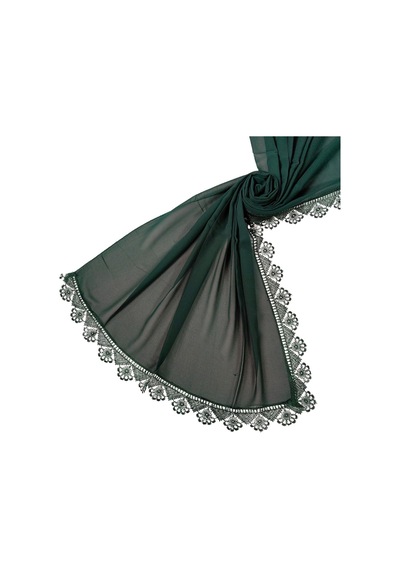 Mim Eşarp İğne Oyalı Şal Namaz Ve Mevlüt Örtüsü 60x150 Cm Zümrüt