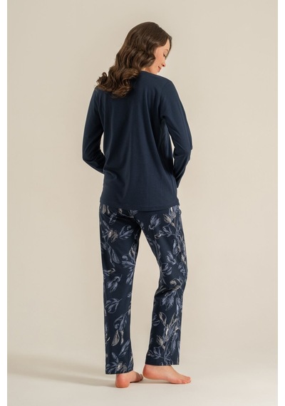 Pierre Cardin Kadın You Look Amazing Today Lacivert Uzun Kol Pijama Takım Pc9257-s-v1 Pc9257-s-v1
