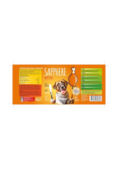 Sapphere Kümes Hayvanlı Yetişkin Köpek Maması Konserve 400 Gr 24 Adet