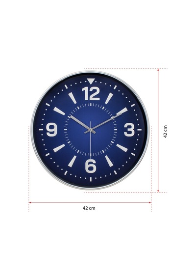 Gri Kasa Lacivert Kadran Duvar Saat 42 Cm Diğer