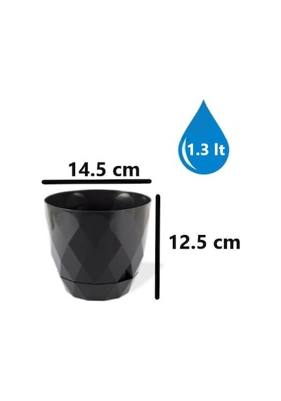 Omnipazar Krs-452 Yakamoz Tabaklı Plastik Saksı Takımı 1.3 Litre No 2 Antrasit 116