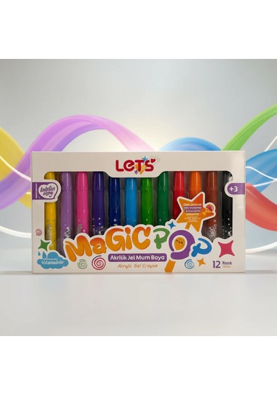 Lets Mum Boya 12 Renk Magicpop Süper Yıkanabilir L03005 Çok Renkli