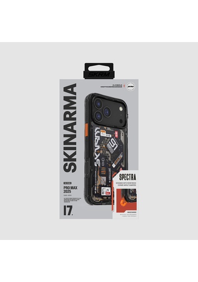 Apple Uyumlu iPhone 17 Pro Max Kılıf Desenli Airbag Tasarımlı Skinarma Spectra Kapak Siyah Siyah