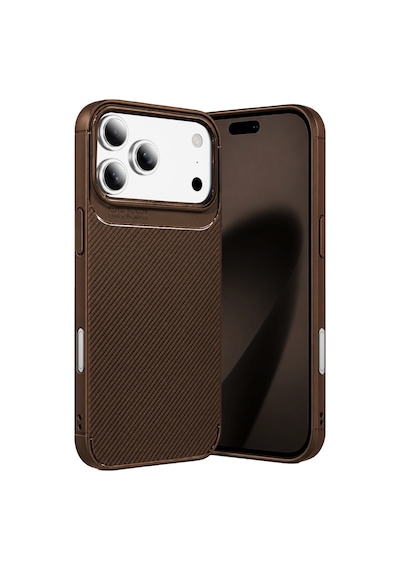 Apple İphone 18 Pro Auto Focus Karbon Kapak - Kahverengi