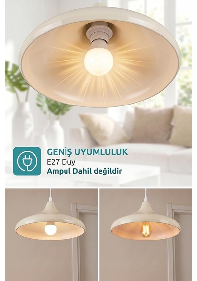 Tr Nova Metal Sarkıt Avize, Bohem Tavan Lambası Ve Salon Oturma Odası Aydınlatması - Krem - 35 Cm Modern Dekora Genel