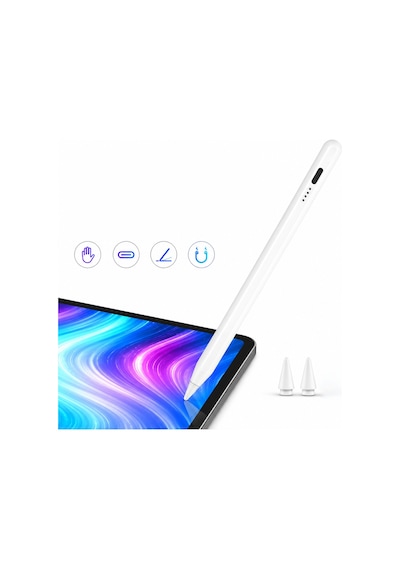 İpad Pro 13 M4 İle Uyumlu Notepen Gen3 Stylus Kalem Avuç İçi Algılama Eğim Destekli Beyaz
