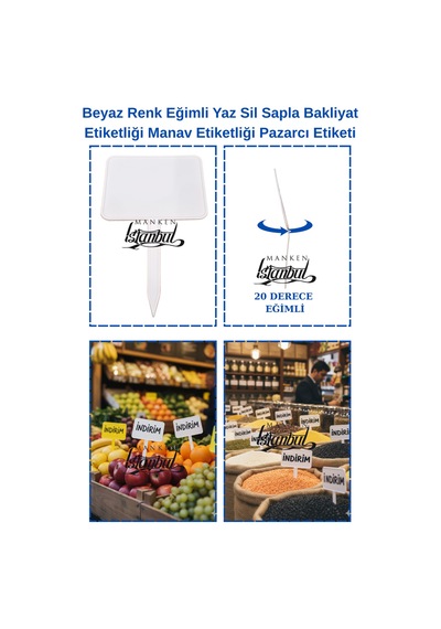 Yaz Sil Küçük Boy Açılı Sapla Bakliyat Etiketliği 50 Adet Manav Pazarcı Diğer